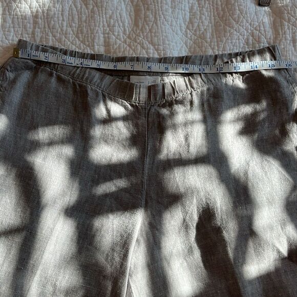 J Jill 100% Linen Pull on Elastic Waist Crop Ankle Pant Womens Small Petite Gray - Picture 9 of 10